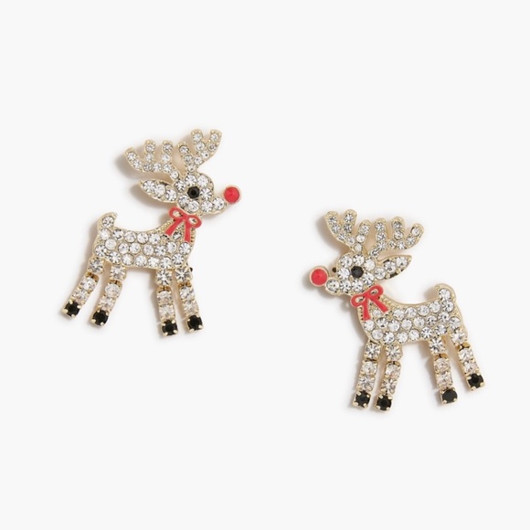 New JCREW Pavé Reindeer Statement Earrings $44 CE750 - Picture 1 of 2